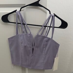 Tobi Lilac Strappy Crop Top